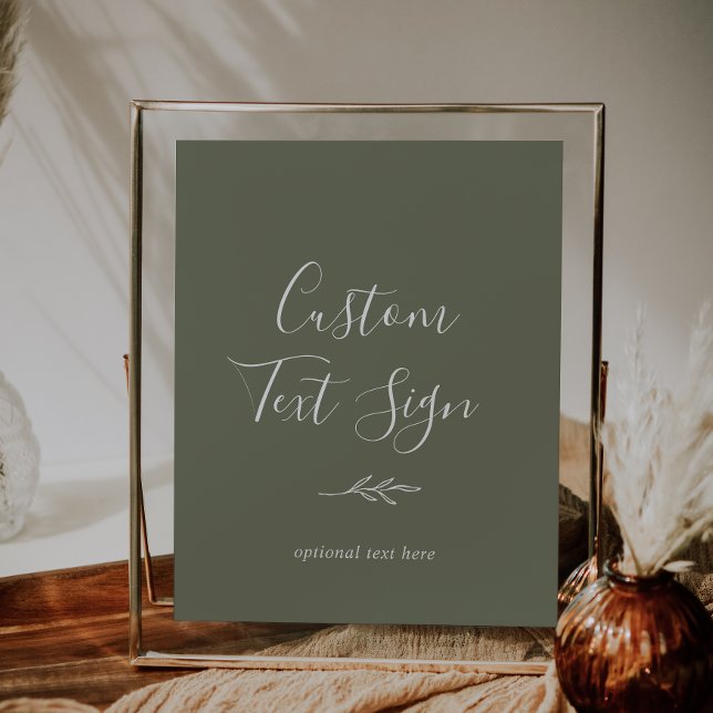 Minimal Leaf | Dark Green Custom Text Sign (Creator Uploaded)