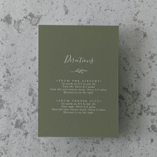 Minimal Leaf Dark Green Directions Enclosure Card