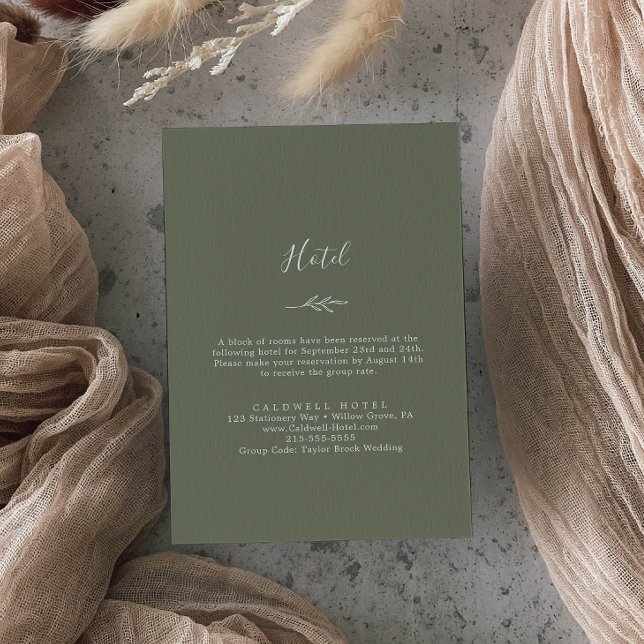 Minimal Leaf | Dark Green Hotel Enclosure Card (Creator Uploaded)
