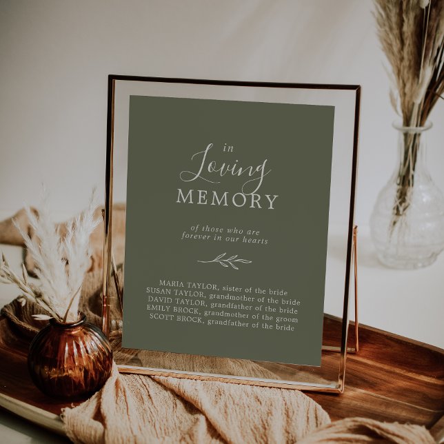 Minimal Leaf Dark Green In Loving Memory Memorial Poster (Creator Uploaded)