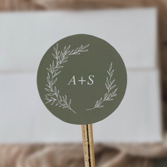 Minimal Leaf | Dark Green Monogram Envelope Seals (Creator Uploaded)