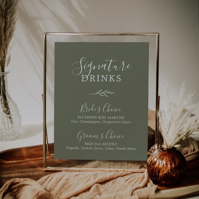 Minimal Leaf | Dark Green Signature Drinks Poster (Creator Uploaded)