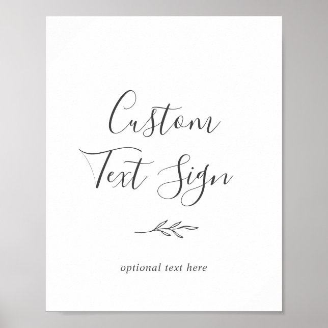 Minimal Leaf | Dark Grey Custom Text Sign (Front)