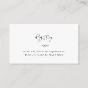 Minimal Leaf   Dark Grey Gift Registry Enclosure Card