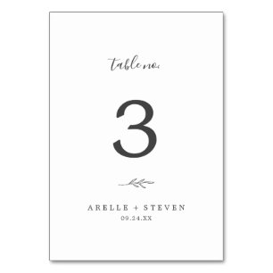 Minimal Leaf   Dark Grey Table Number