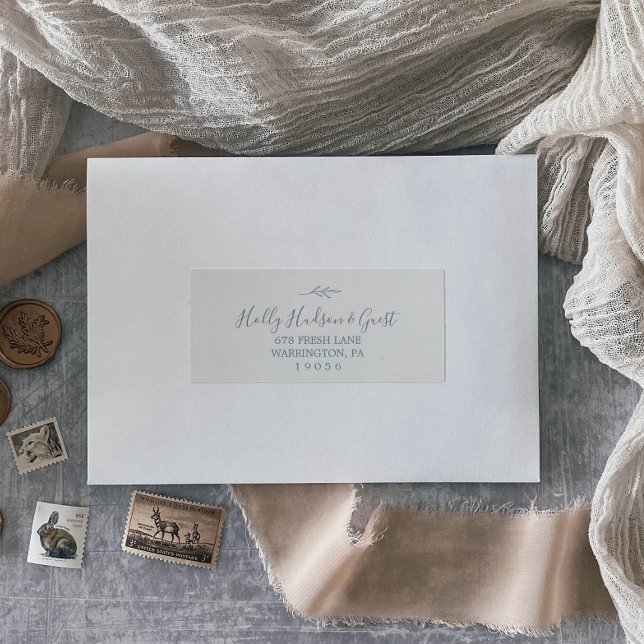 Minimal Leaf | Dusty Blue Guest Address Labels (Creator Uploaded)