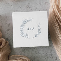 Minimal Leaf | Dusty Blue Monogram Wedding