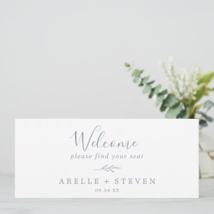 Minimal Leaf Dusty Blue Seating Chart Header