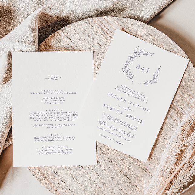 Minimal Leaf | Dusty Purple All In One Wedding Invitation (Creator Uploaded)