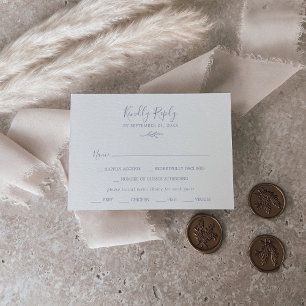 Minimal Leaf Dusty Purple Menu Choice RSVP Card