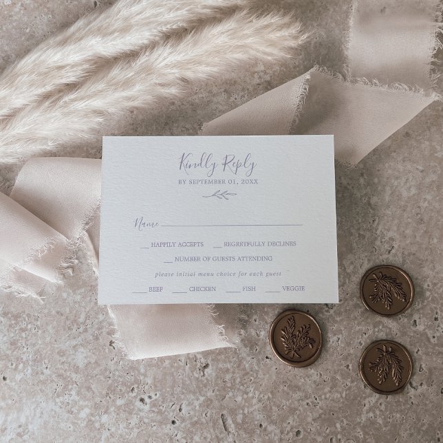 Minimal Leaf | Dusty Purple Menu Choice RSVP Card (Creator Uploaded)