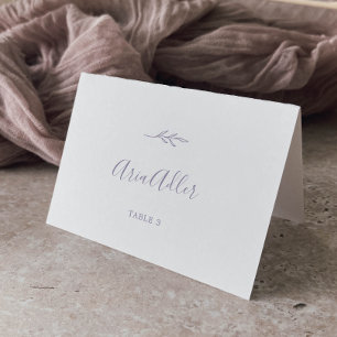 Minimal Leaf   Dusty Purple Wedding Place Cards