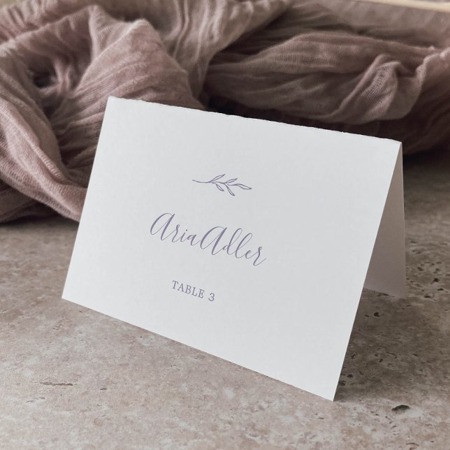 Minimal Leaf | Dusty Purple Wedding Place Cards (Creator Uploaded)