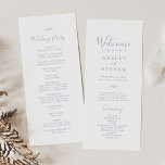 Minimal Leaf | Dusty Purple Wedding Program<br><div class="desc">This minimal leaf dusty purple wedding program is perfect for a boho wedding. The design features a simple greenery silhouette in light lavender purple with classic minimalist style. Include the name of the couple, the wedding date and location, thank you message, order of service, wedding party and an optional "in...</div>