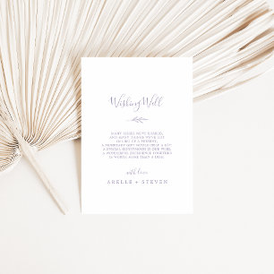 Minimal Leaf   Dusty Purple Wedding Wishing Well Enclosure Card