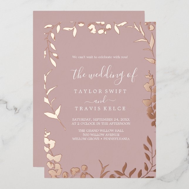 Minimal Leaf Dusty Rose and Rose Gold (Front/Back)