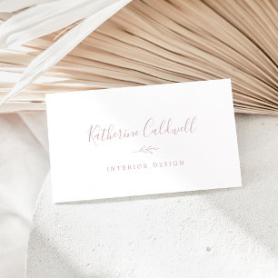Minimal Leaf Dusty Rose Business Card