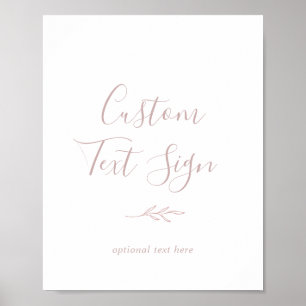 Minimal Leaf   Dusty Rose Custom Text Sign