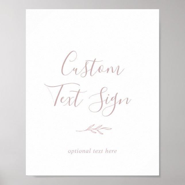 Minimal Leaf | Dusty Rose Custom Text Sign (Front)