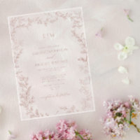 Minimal Leaf Dusty Rose Elegant Monogram Wedding
