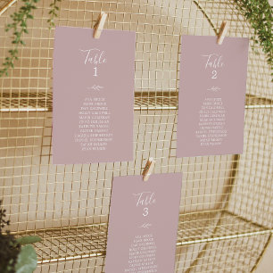 Minimal Leaf Dusty Rose Hanging Seating Chart Card