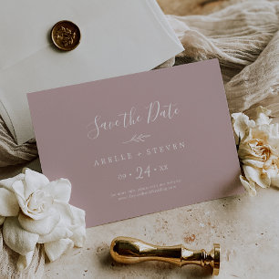 Minimal Leaf   Dusty Rose Horizontal Save The Date