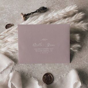 Minimal Leaf   Dusty Rose Self-Addressed RSVP Envelope