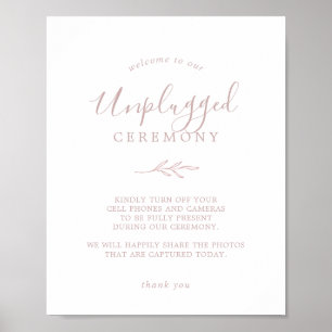 Minimal Leaf   Dusty Rose Unplugged Ceremony Sign