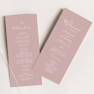 Minimal Leaf   Dusty Rose Wedding Program