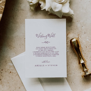 Minimal Leaf Eggplant Wedding Wishing Well Enclosure Card