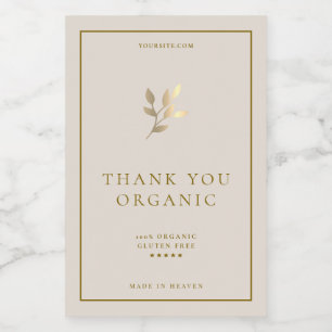 Minimal Leaf Faux Gold Sand Logo Nature Food Label