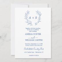Minimal Leaf | Formal Monogram Wedding Invitation