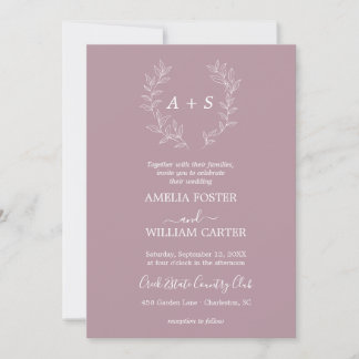 Minimal Leaf | Formal Monogram Wedding Invitation