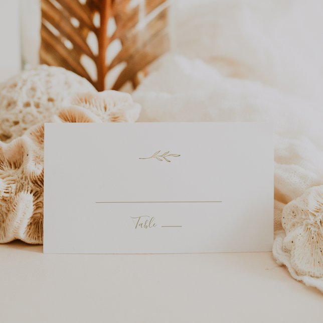 Minimal Leaf | Gold Flat Wedding Place Card (Creator Uploaded)