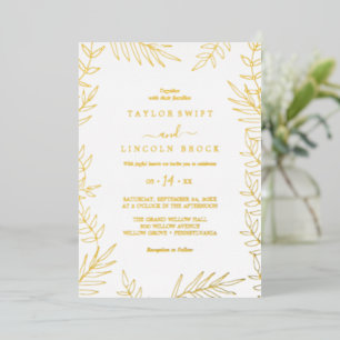 Minimal Leaf Gold Foil Frame Wedding