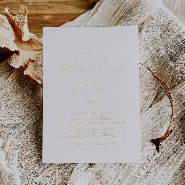Minimal Leaf Gold Foil Rehearsal Dinner (Creator Uploaded)