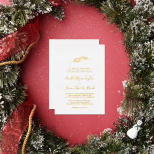 Minimal Leaf Gold Foil Traditional Wedding