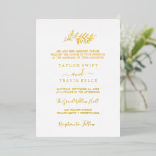 Minimal Leaf   Gold Foil Traditional Wedding 