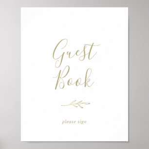 Minimal Leaf   Gold Guest Book Sign