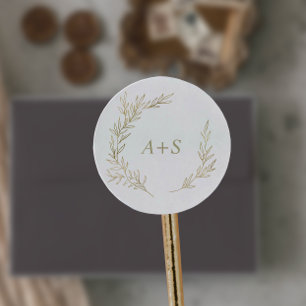 Minimal Leaf   Gold Monogram Envelope Seals