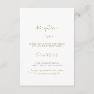 Minimal Leaf   Gold Reception Insert Card