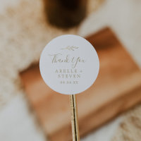 Minimal Leaf | Gold Thank You Favour Sticker