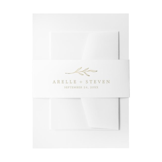 Minimal Leaf | Gold Wedding Belly Band Invitation Belly Band (Front Example)