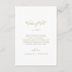 Minimal Leaf Gold Wedding Wishing Well Card