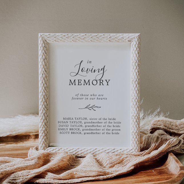 Minimal Leaf | Gray In Loving Memory Memorial Sign (Creator Uploaded)