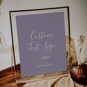 Minimal Leaf Lavender Custom Text Sign