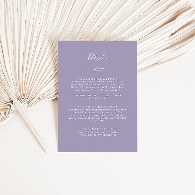 Minimal Leaf | Lavender Details Enclosure Card (Creator Uploaded)