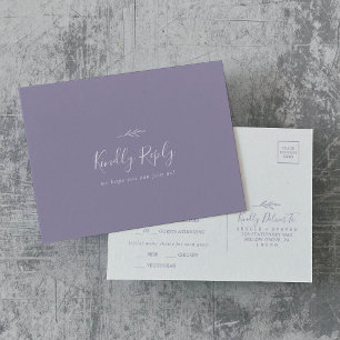 Minimal Leaf   Lavender Menu Choice RSVP Postcard