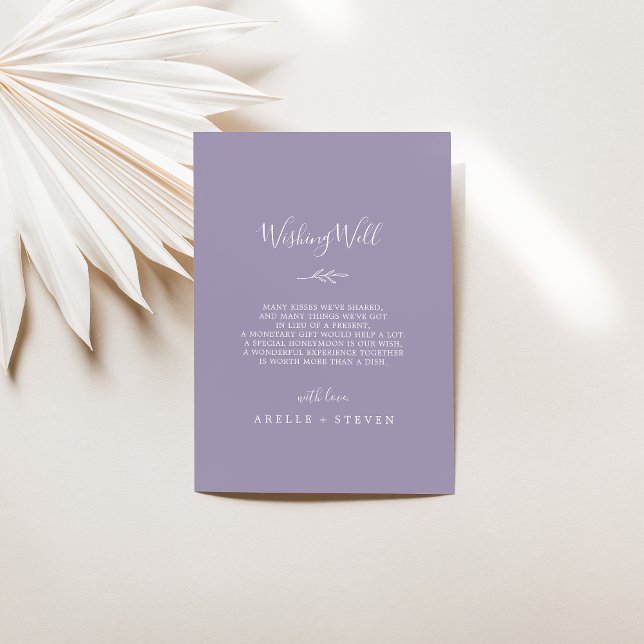 Minimal Leaf | Lavender Wedding Wishing Well Enclosure Card (Creator Uploaded)