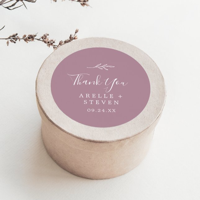 Minimal Leaf | Mauve Thank You Favour Sticker (Creator Uploaded)
